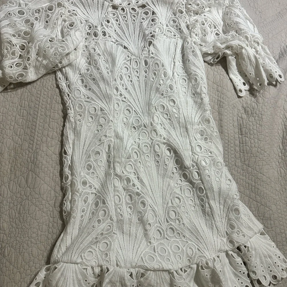 Fashion Nova Cream Ruffled Puff Sleeve Mini Dress - Picture 3 of 4